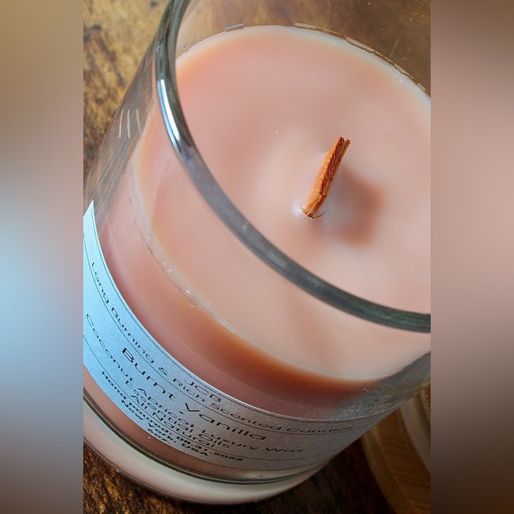 Burnt Vanilla Coconut Luxury Wax Scented Candle Essential Oils Hand Poured 6 oz - Picture 5 of 7